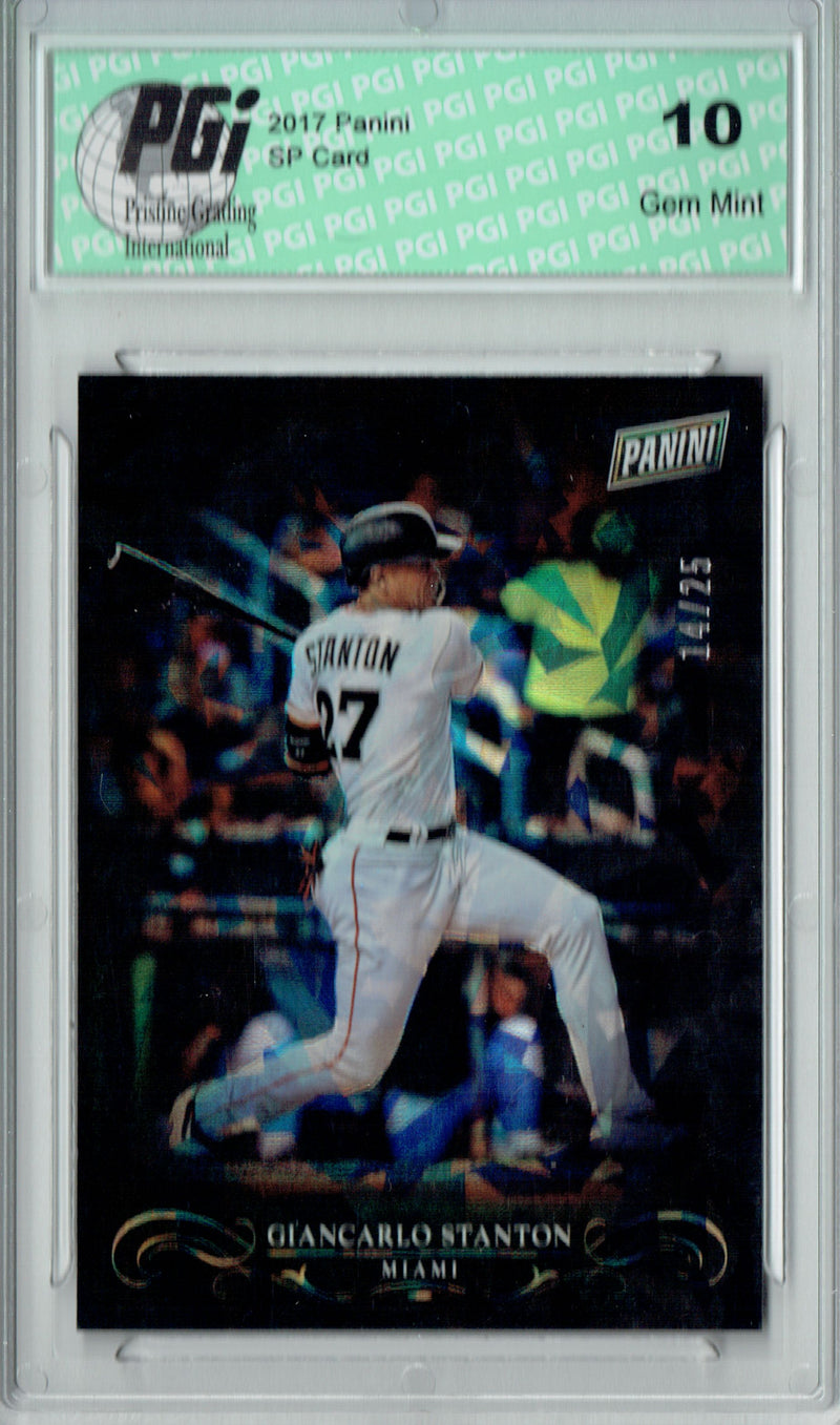 Giancarlo Stanton 2017 Panini #14 Cracked Ice 25 Made Card PGI 10