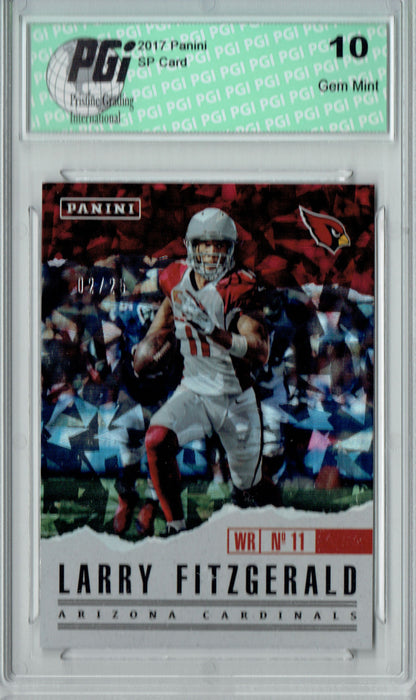 Larry Fitzgerald 2017 Panini #28 Cracked Ice 25 Made Card PGI 10