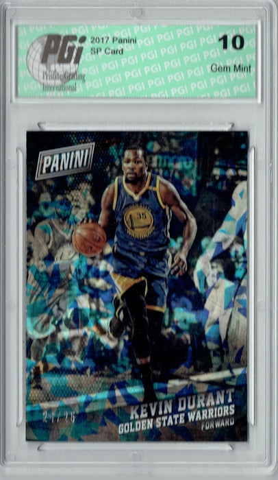 Kevin Durant 2017 Panini #3 Cracked Ice 25 Made Card PGI 10