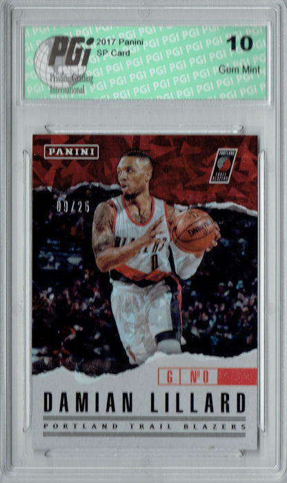 Damian Lillard 2018 Panini #3 Cracked Ice 25 Made Card PGI 10