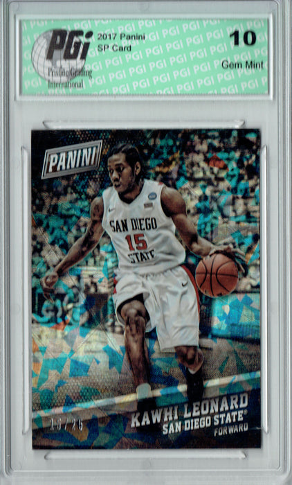 Kawhi Leonard 2017 Panini #45 Cracked Ice 25 Made Card PGI 10