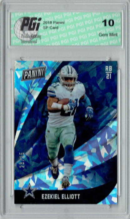 Ezekiel Elliott 2018 Panini #33 Cracked Ice 25 Made Card PGI 10