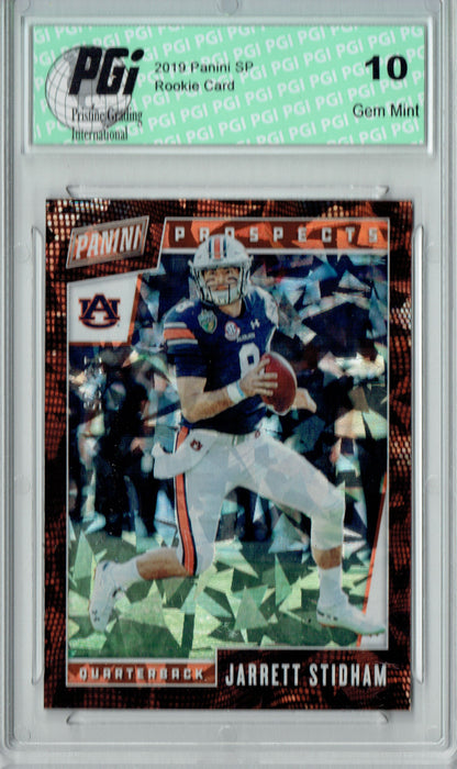 Jarrett Stidham 2019 Panini SP #FB8 Cracked Ice 25 Made Rookie Card PGI 10