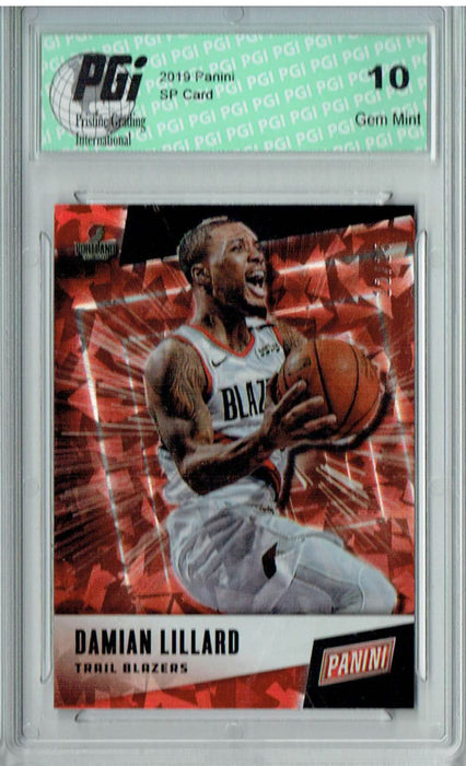 Damian Lillard 2019 Panini #21 Cracked Ice 25 Made Card PGI 10