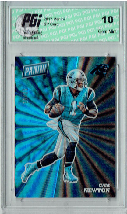 Cam Newton 2017 Panini  #FB5 Lasers Super Short Print #10/25 Card PGI 10