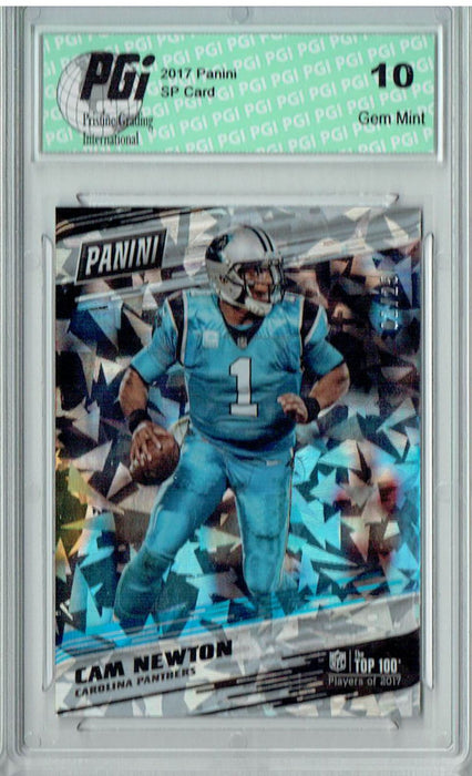 Cam Newton 2017 Panini #44 Cracked Ice #2/25 Card PGI 10