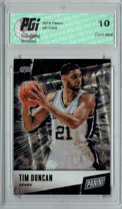 Tim Duncan 2019 Panini #30 Cracked Ice 25 Made Card PGI 10