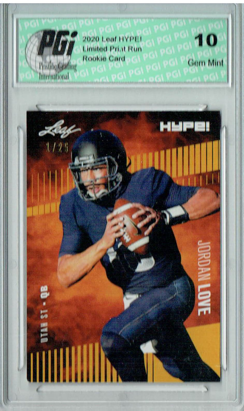 Jordan Love Rookie Card Green Bay PGI 10 Gem Mint Football Trading Card 2020 Leaf HYPE! #33 Gold The #1 of 25