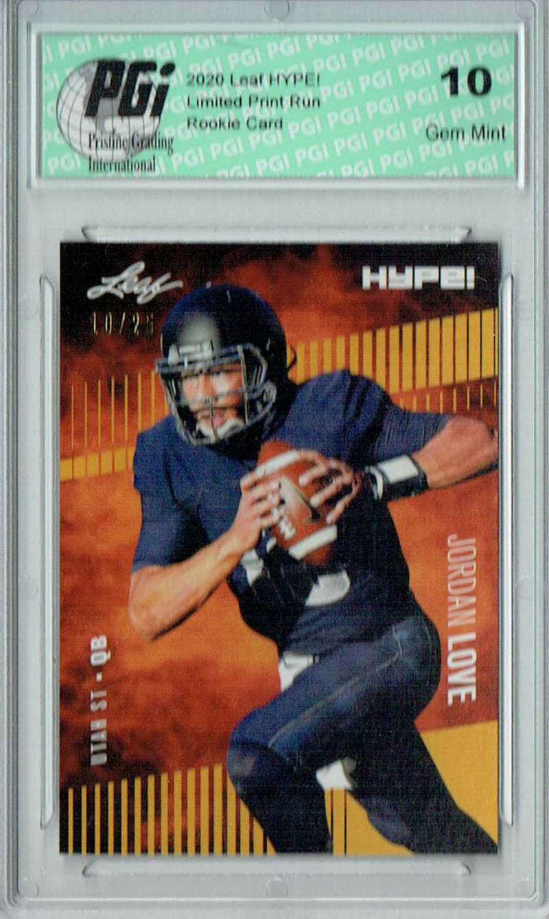 Jordan Love Rookie Card Green Bay PGI 10 Gem Mint Football Trading Card 2020 Leaf HYPE! #33 Gold Jersey #10/25
