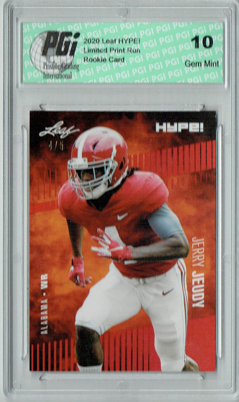 Jerry Jeudy Rookie Card Denver PGI 10 Gem Mint Football Trading Card 2020 Leaf HYPE! #31 Red Jersey #4/5