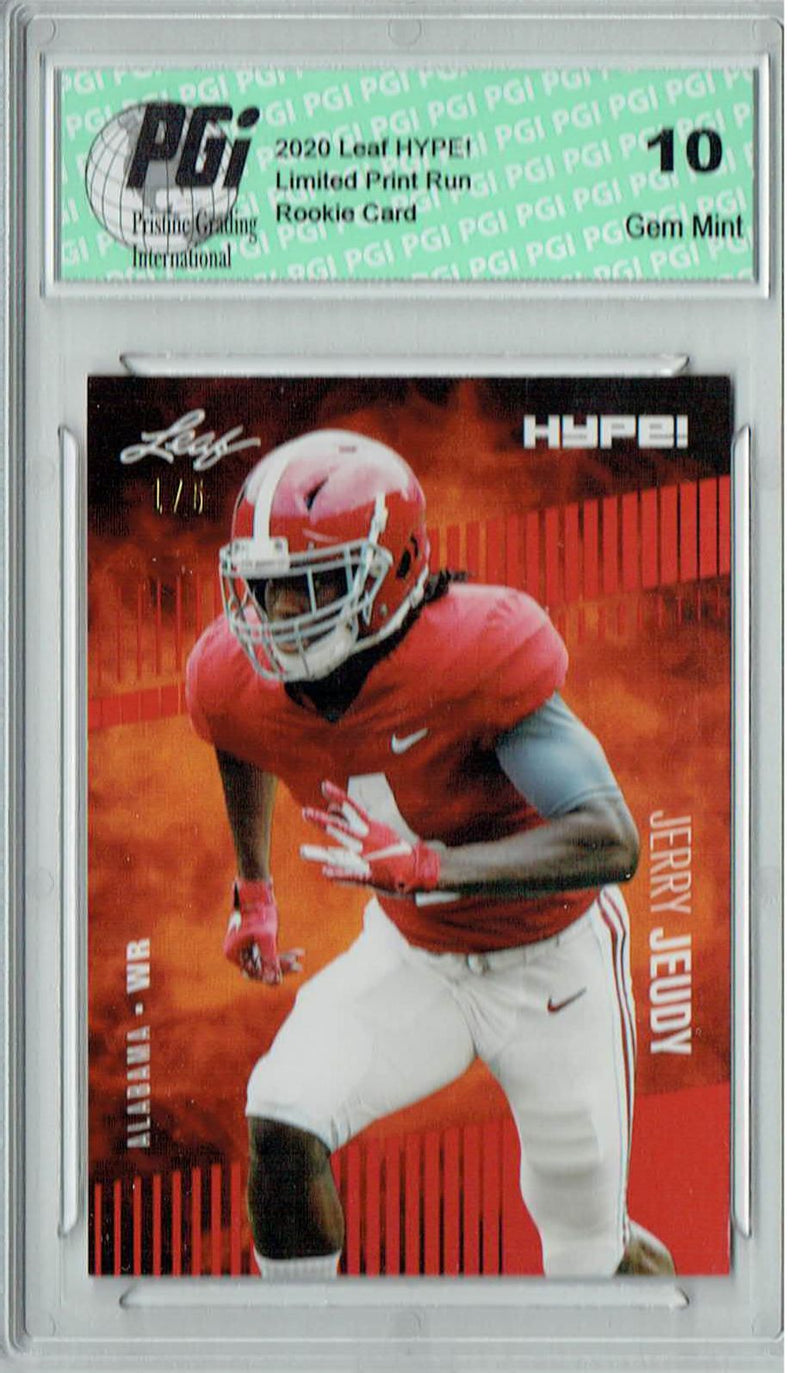 Jerry Jeudy Rookie Card Denver PGI 10 Gem Mint Football Trading Card 2020 Leaf HYPE! #31 Red The #1 of 5
