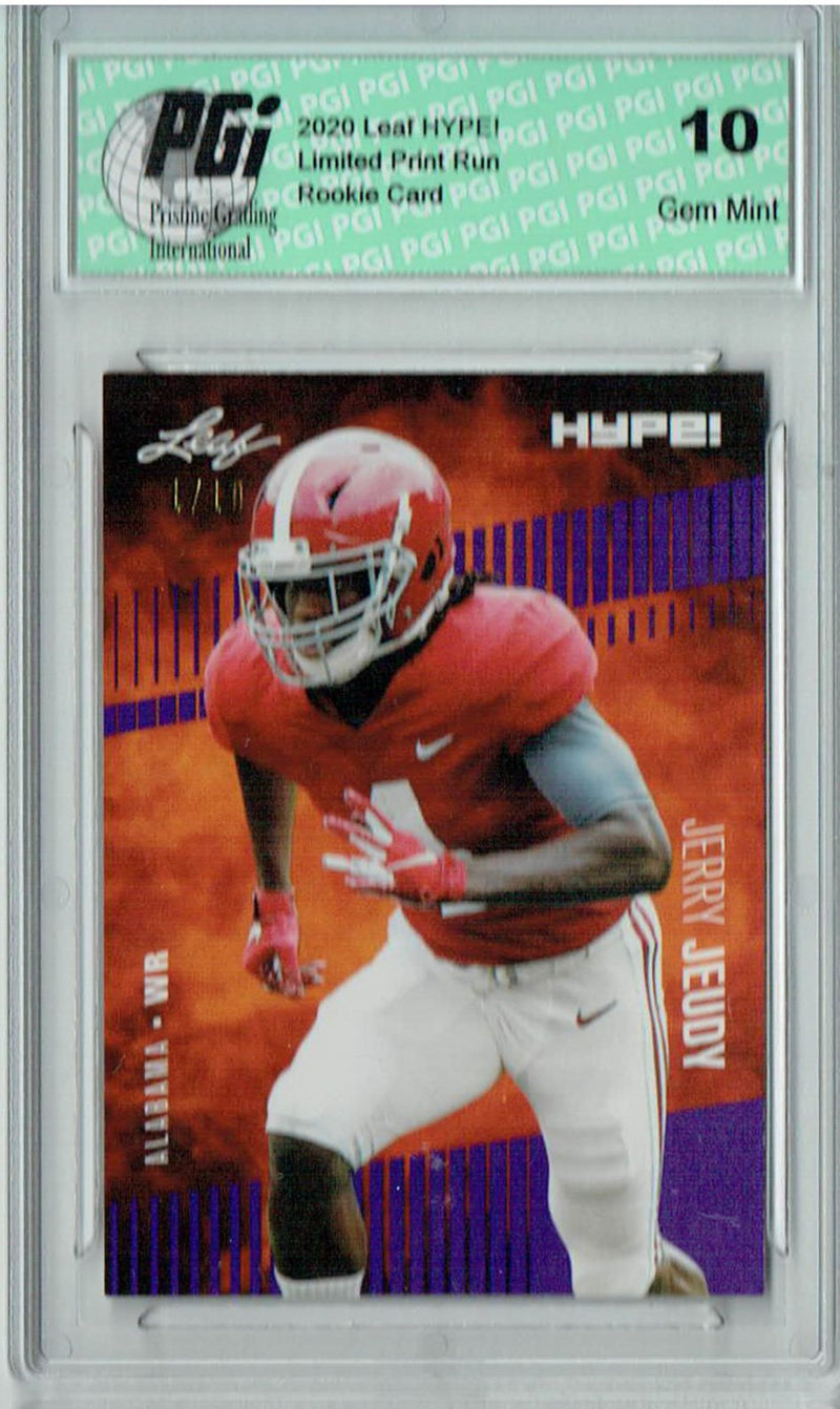 Jerry Jeudy Rookie Card Denver PGI 10 Gem Mint Football Trading Card 2020 Leaf HYPE! #31 Purple The 1 of 10