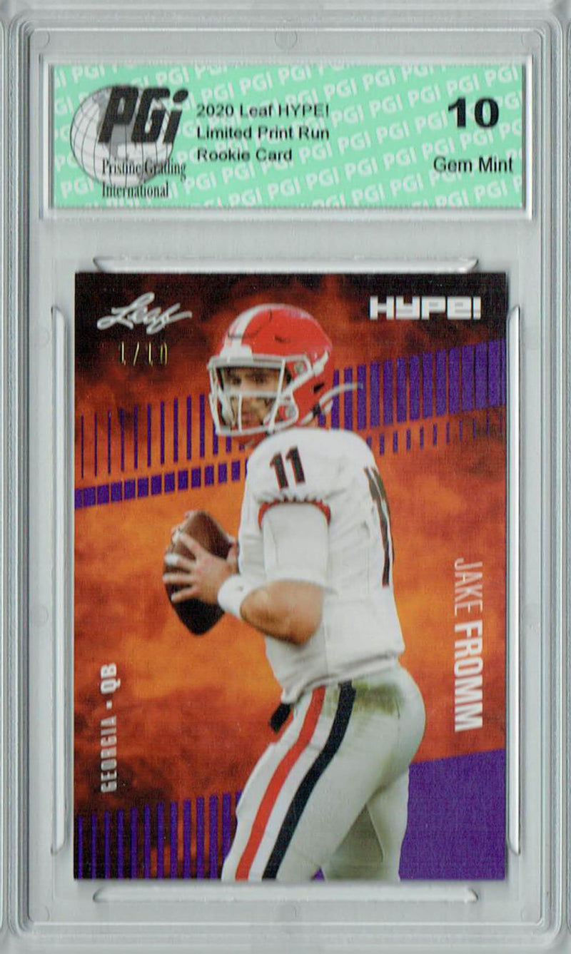 Jake Fromm Rookie Card Buffalo PGI 10 Gem Mint Football Trading Card 2020 Leaf HYPE! #34 Purple The 1 of 10