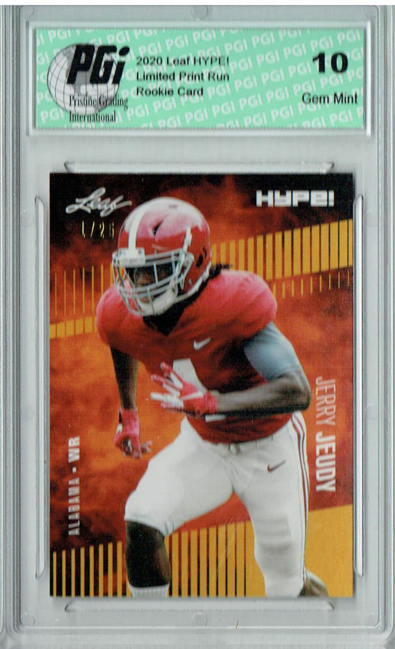Jerry Jeudy Rookie Card Denver PGI 10 Gem Mint Football Trading Card 2020 Leaf HYPE! #31 Gold The #1 of 25