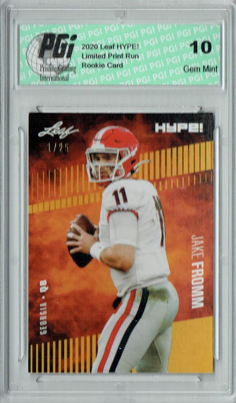Jake Fromm Rookie Card Buffalo PGI 10 Gem Mint Football Trading Card 2020 Leaf HYPE! #34 Gold The #1 of 25