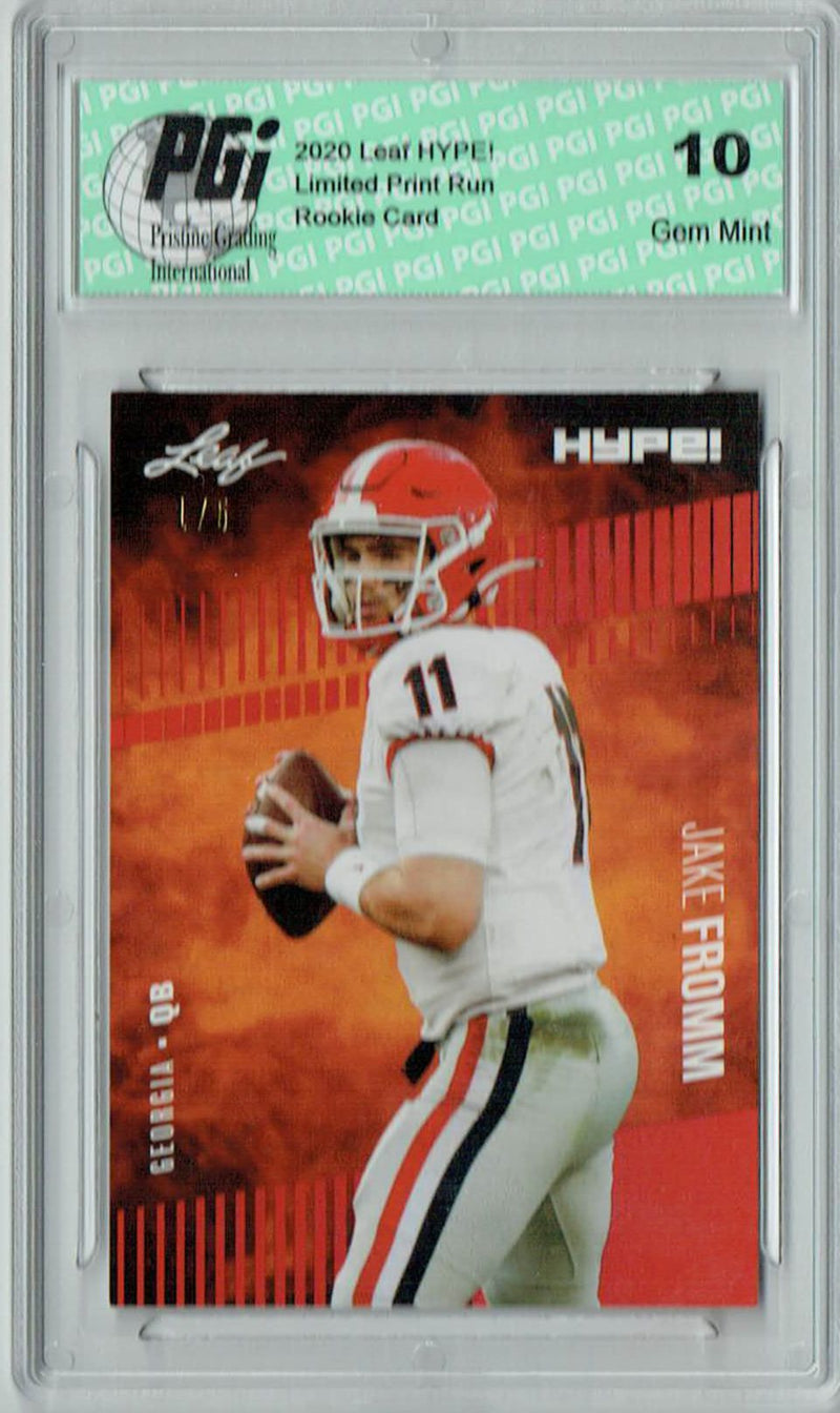 Jake Fromm Rookie Card Buffalo PGI 10 Gem Mint Football Trading Card 2020 Leaf HYPE! #34 Red The #1 of 5