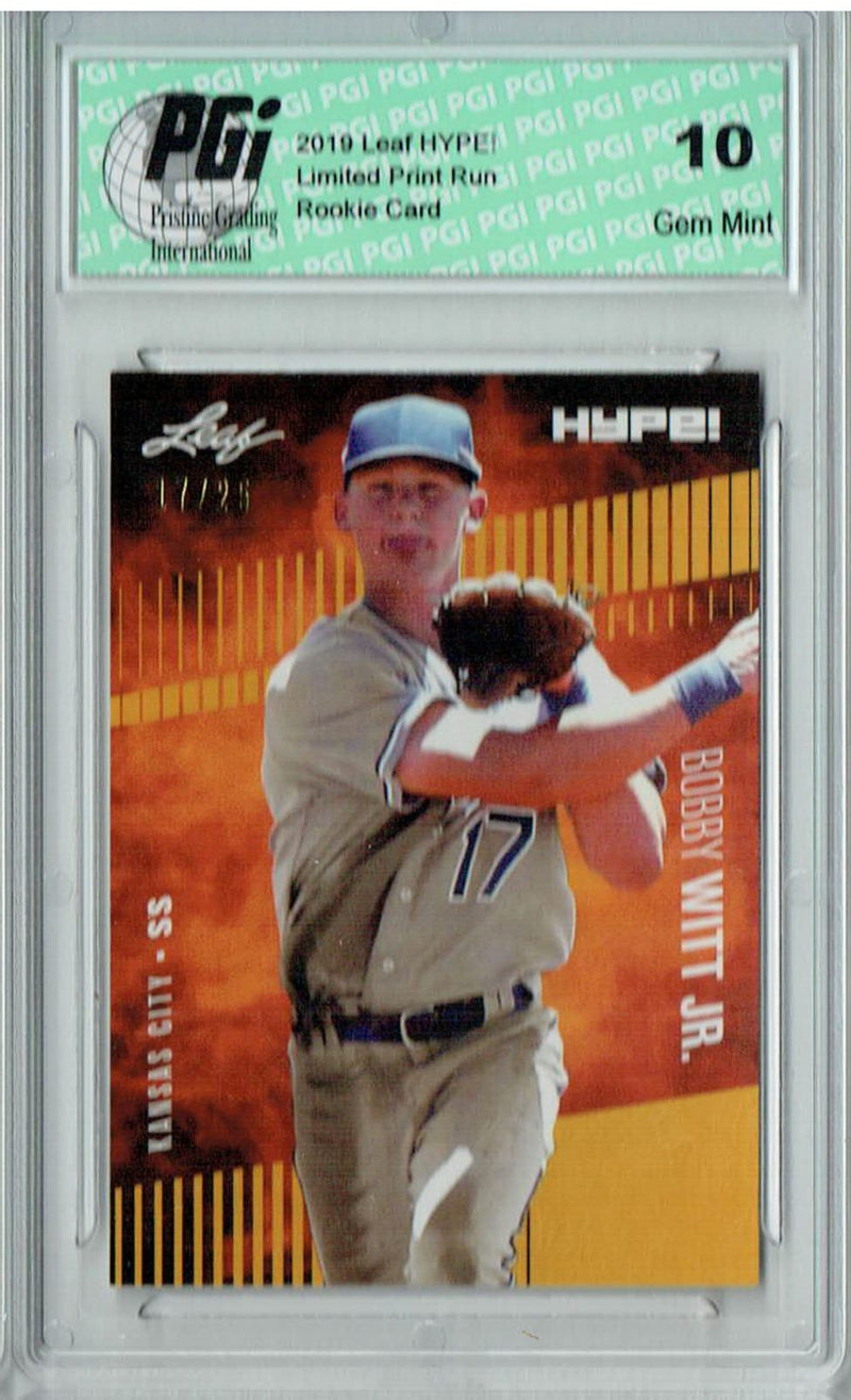 Bobby Witt Jr. 2019 Leaf HYPE #25 Gold Jersey #17/25 Rookie Card PGI 10