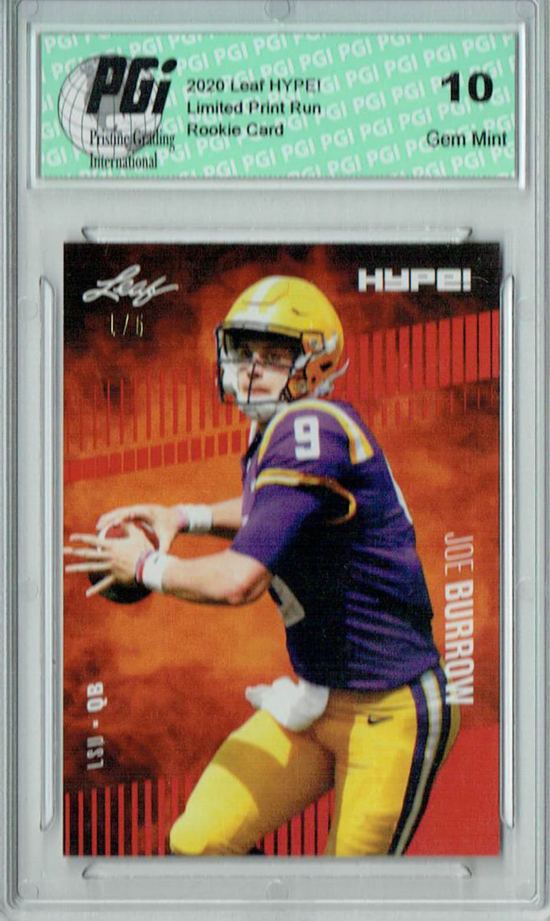 Joe Burrow Rookie Card Cincinnati PGI 10 Gem Mint Football Trading Card 2020 Leaf HYPE! #30 Red The #1 of 5