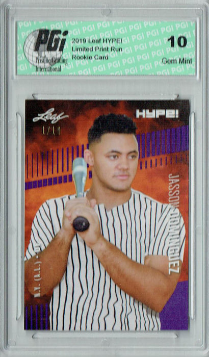 Jasson Dominguez 2019 Leaf HYPE! #26 Purple The #1 of 10 Rookie Card PGI 10