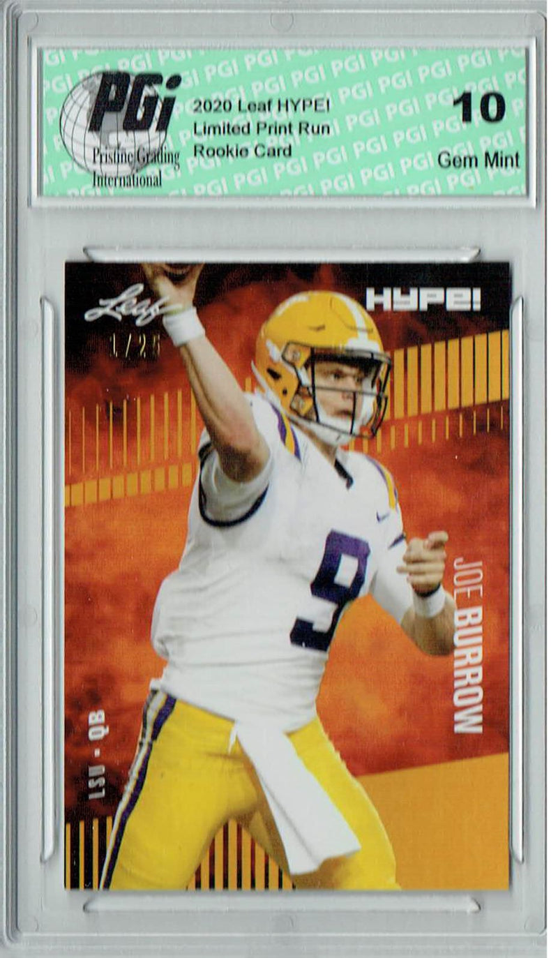 Joe Burrow Rookie Card Cincinnati PGI 10 Gem Mint Football Trading Card 2020 Leaf HYPE! #30A Gold The #1 of 25