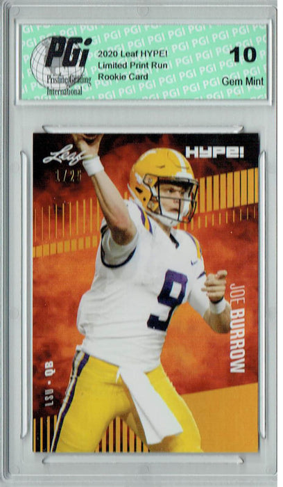 Joe Burrow 2020 Leaf HYPE! #30A Gold The #1 of 25 Rookie Card PGI 10