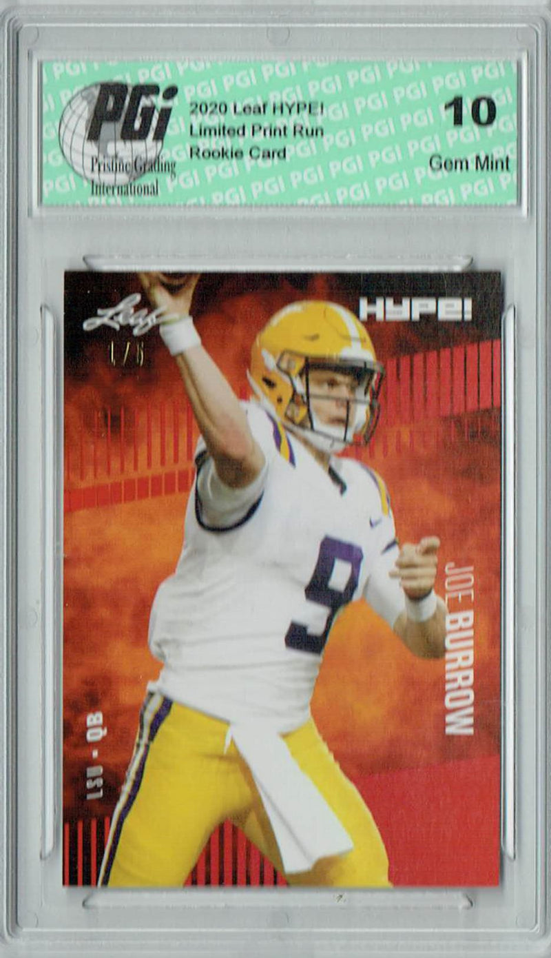 Joe Burrow Rookie Card Cincinnati PGI 10 Gem Mint Football Trading Card 2020 Leaf HYPE! #30A Red The #1 of 5