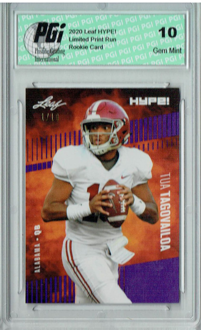 Tua Tagovailoa Rookie Card Miami PGI 10 Gem Mint Football Trading Card 2020 Leaf HYPE! #29A Purple The 1 of 10