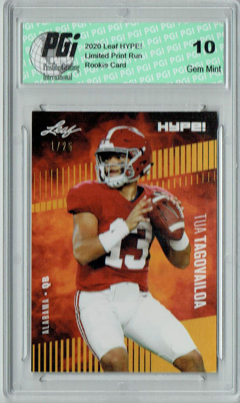 Tua Tagovailoa Rookie Card Miami PGI 10 Gem Mint Football Trading Card 2020 Leaf HYPE! #29 Gold The #1 of 25