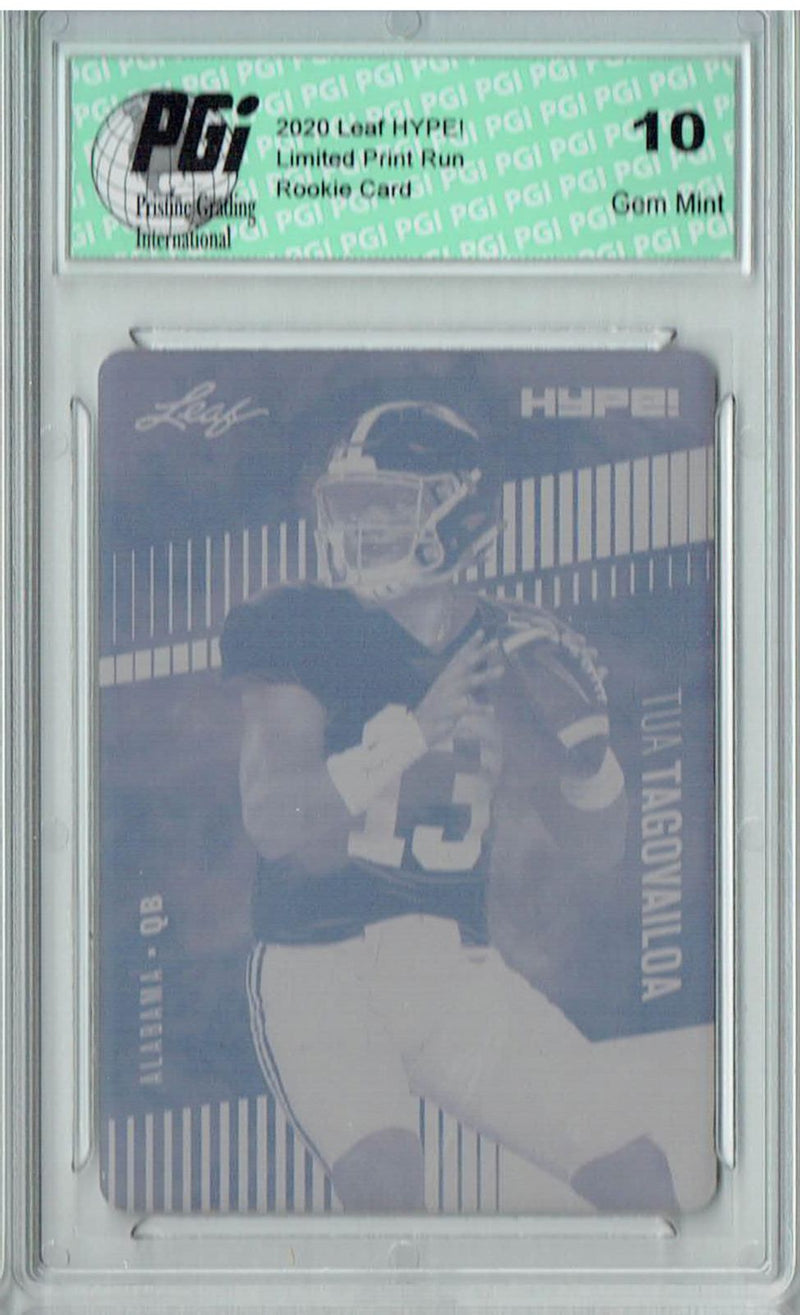 Tua Tagovailoa Rookie Card Miami PGI 10 Gem Mint Football Trading Card 2020 Leaf HYPE! #29 1/1 Printing Plate Magenta