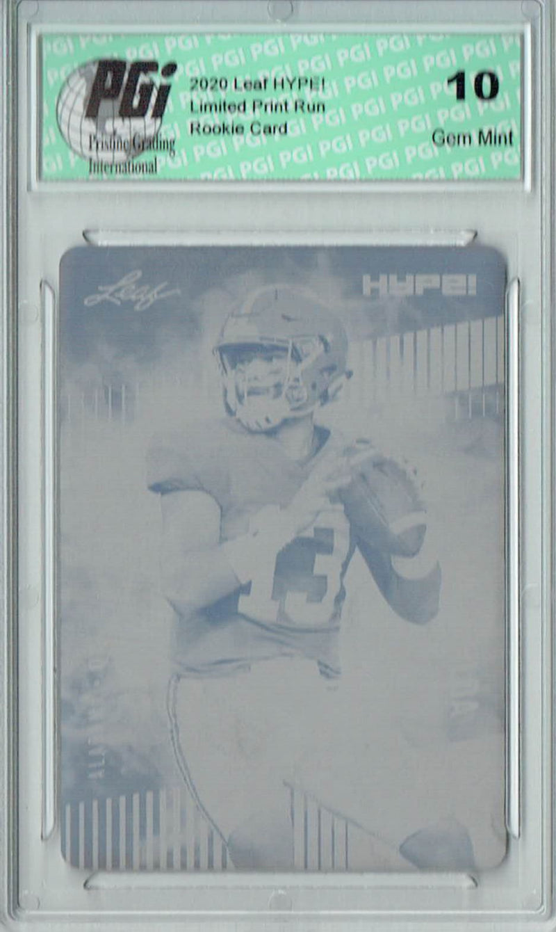 Tua Tagovailoa Rookie Card Miami PGI 10 Gem Mint Football Trading Card 2020 Leaf HYPE! #29 1/1 Printing Plate Cyan