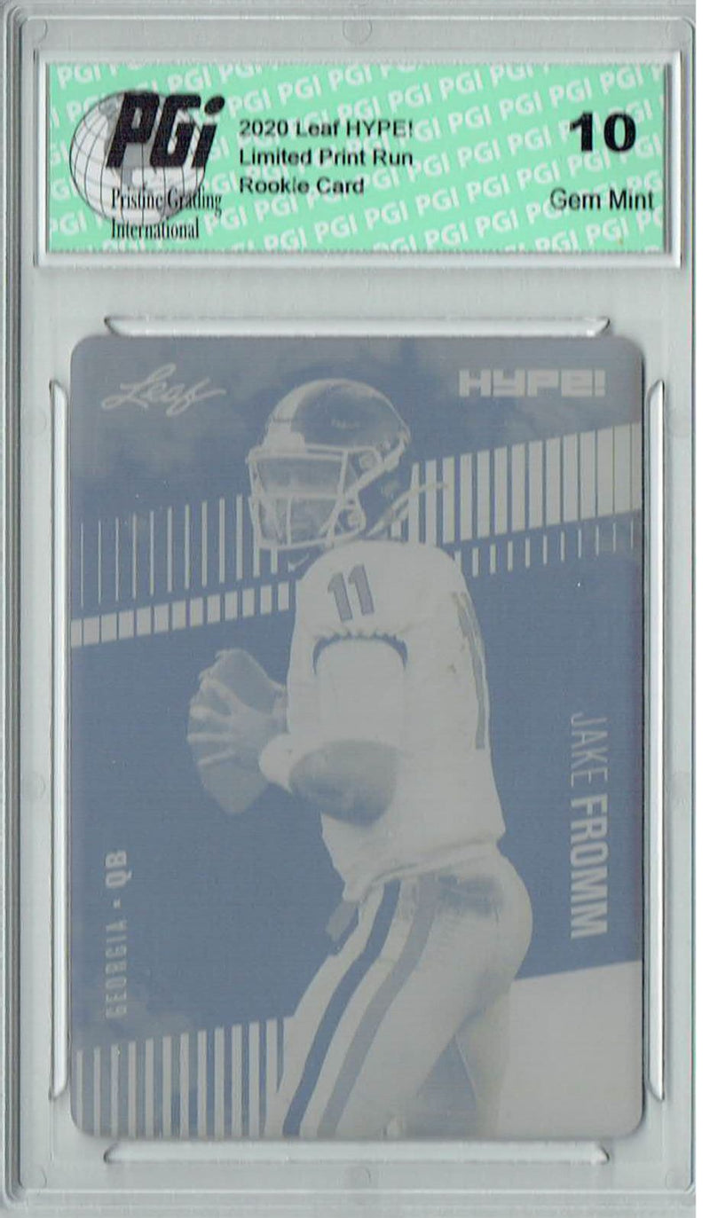 Jake Fromm Rookie Card Buffalo PGI 10 Gem Mint Football Trading Card 2020 Leaf HYPE! #34 1/1 Plate Black