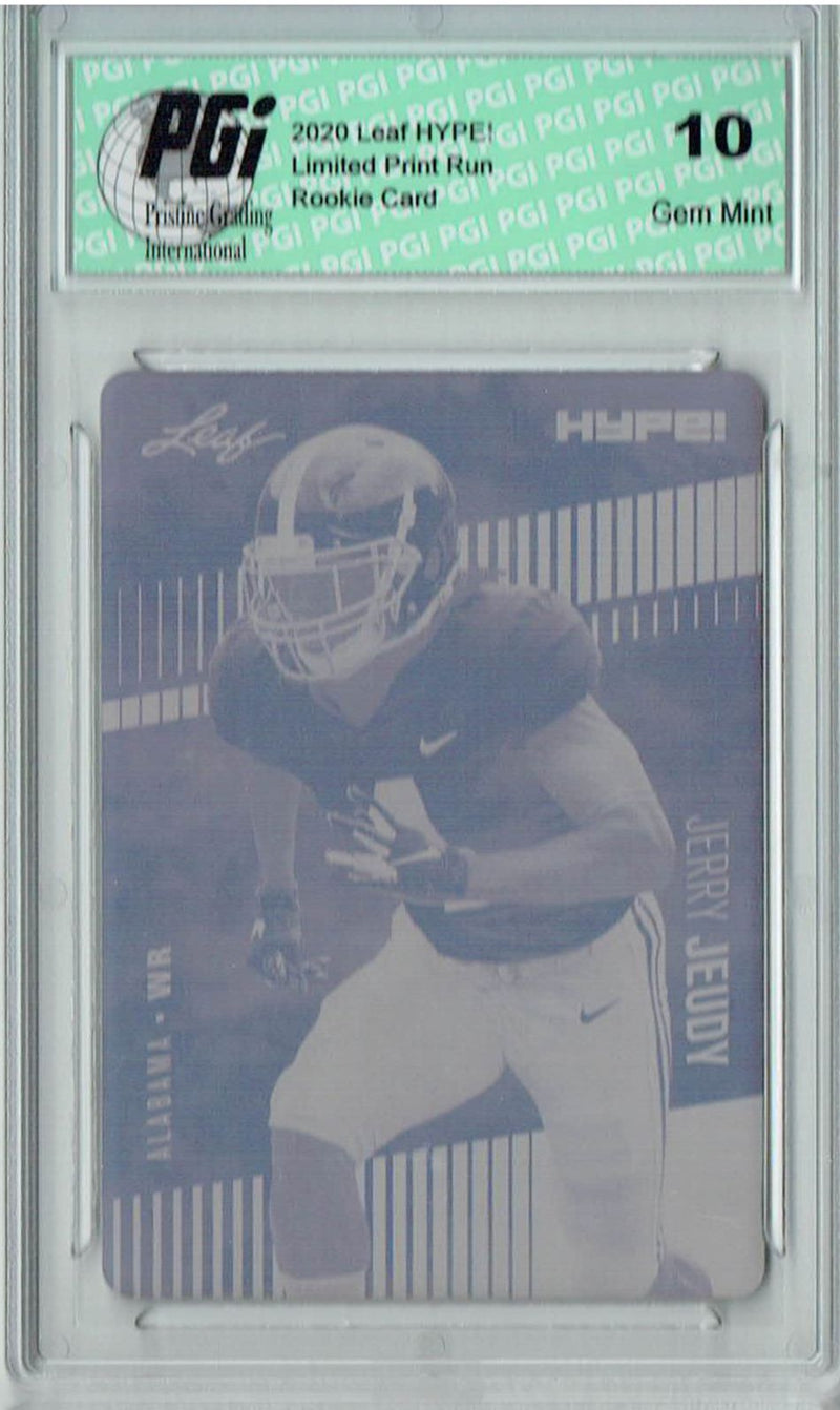 Jerry Jeudy Rookie Card Denver PGI 10 Gem Mint Football Trading Card 2020 Leaf HYPE! #31 1/1 Printing Plate Cyan