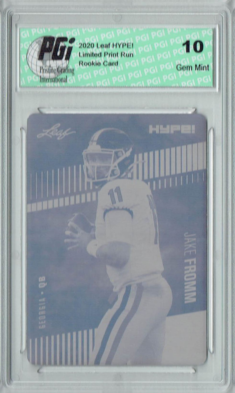 Jake Fromm Rookie Card Buffalo PGI 10 Gem Mint Football Trading Card 2020 Leaf HYPE! #34 1/1 Print Plate Cyan