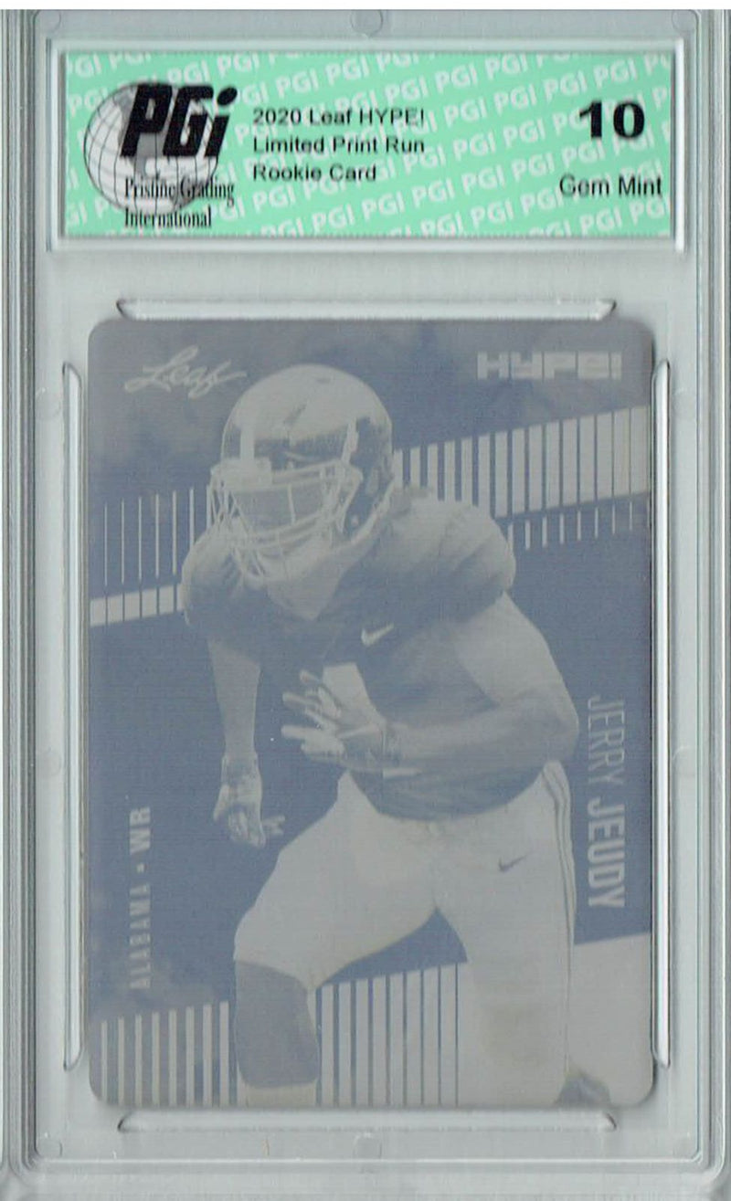 Jerry Jeudy Rookie Card Denver PGI 10 Gem Mint Football Trading Card 2020 Leaf HYPE! #31 1/1 Printing Plate Black