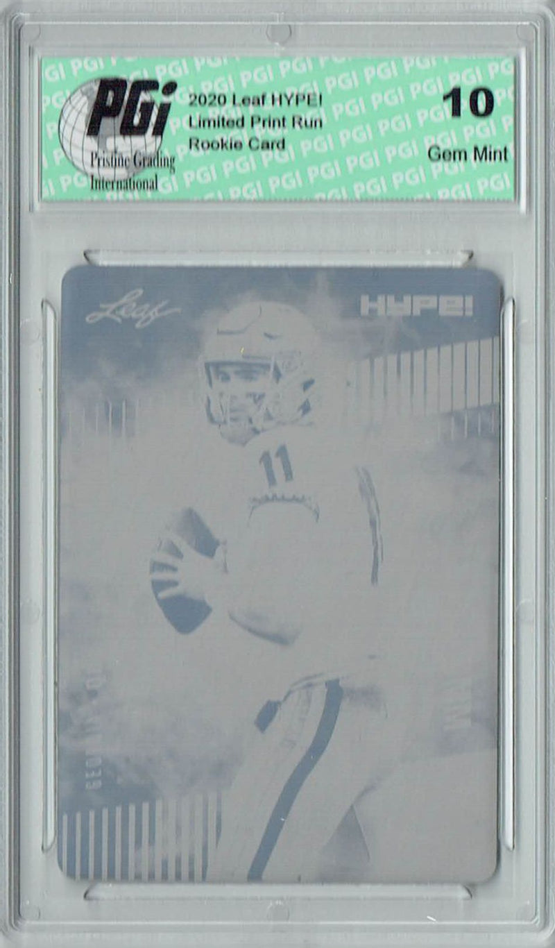 Jake Fromm Rookie Card Buffalo PGI 10 Gem Mint Football Trading Card 2020 Leaf HYPE! #34 1/1 Printing Plate Yellow