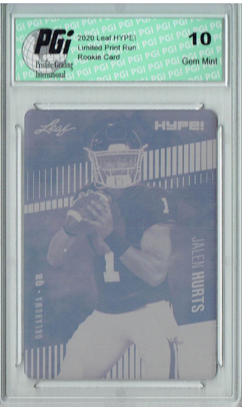Jalen Hurts Rookie Card Philadelphia PGI 10 Gem Mint Football Trading Card 2020 Leaf HYPE! #28 1/1 Printing Plate Magenta