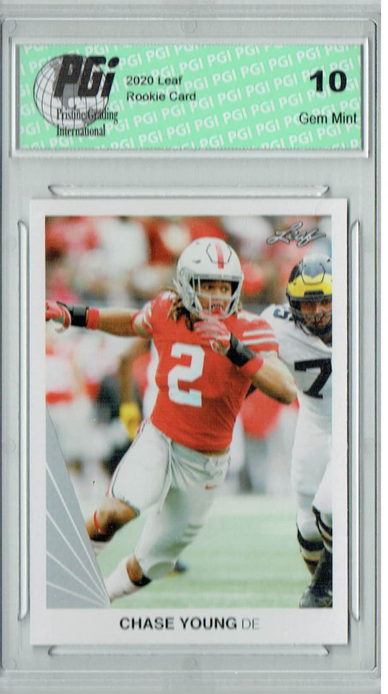 Chase Young Rookie Card Washington PGI 10 Gem Mint Football Trading Card 2020 Leaf #5 Iconic 1990 Design SP