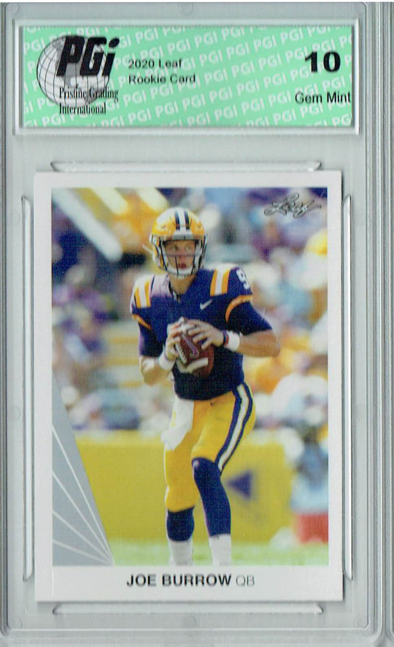 Joe Burrow Rookie Card Cincinnati PGI 10 Gem Mint Football Trading Card 2020 Leaf #1 Iconic 1990 Design SP