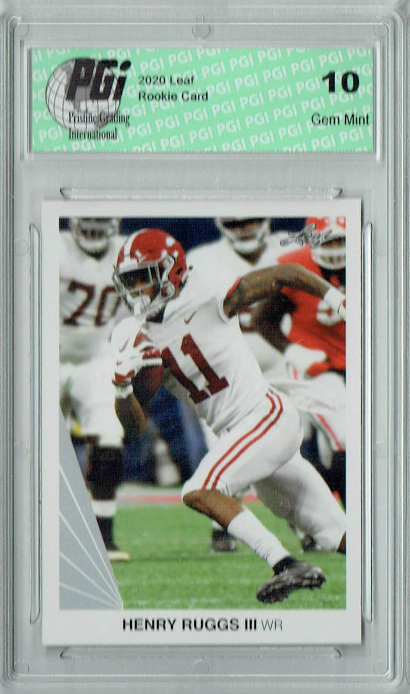Henry Ruggs III Rookie Card Las Vegas PGI 10 Gem Mint Football Trading Card 2020 Leaf #9 Iconic 1990 Design SP