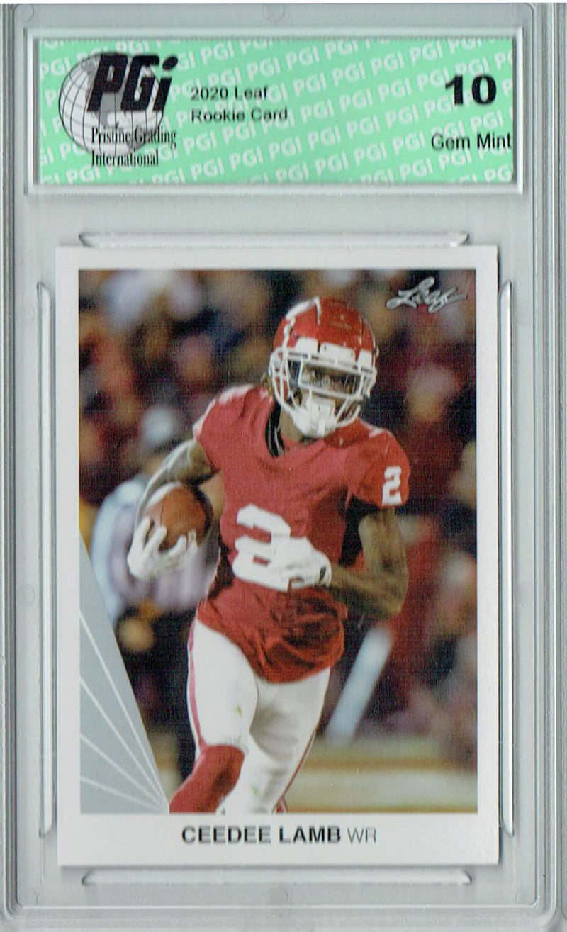 CeeDee Lamb Rookie Card Dallas PGI 10 Gem Mint Football Trading Card 2020 Leaf #10 Iconic 1990 Design SP