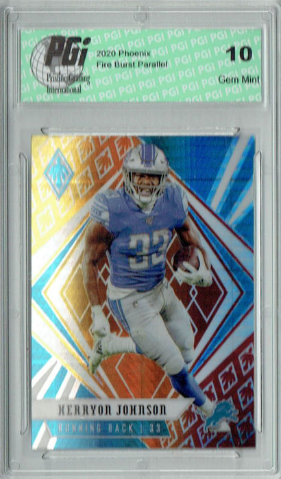 Kerryon Johnson 2020 Phoenix #91 Fanatics Fire Burst Card PGI 10