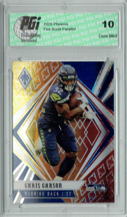 Chris Carson 2020 Phoenix #100 Fanatics Fire Burst Card PGI 10