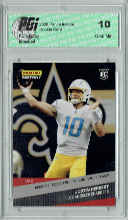 Justin Herbert 2020 Panini Instant #70 4 TDs MNF 1/537 Made Rookie Card PGI 10