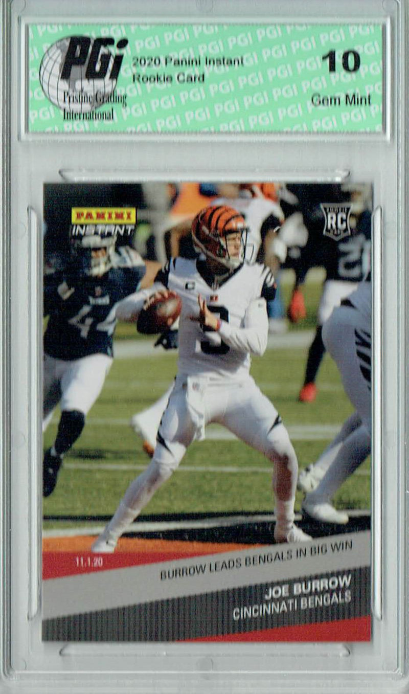 Joe Burrow 2020 Panini Instant #99 Big Win 1 of Just 450 Made Rookie Card PGI 10