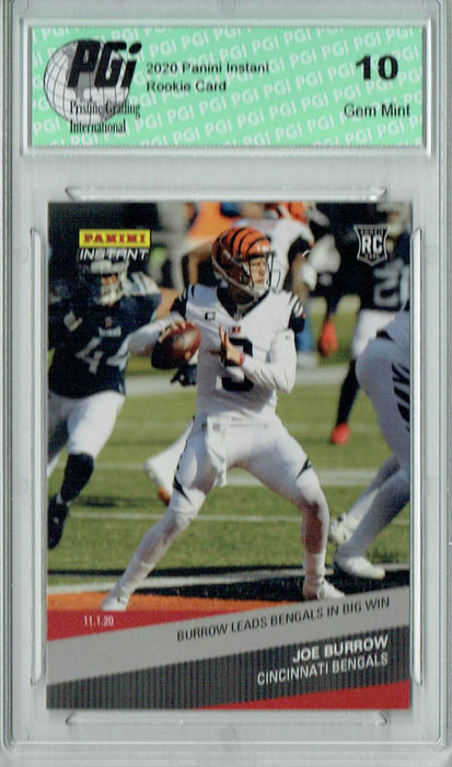 Joe Burrow 2020 Panini Instant #99 Big Win 1 of Just 450 Made Rookie Card PGI 10