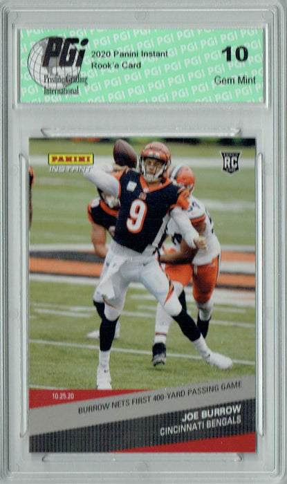 Joe Burrow 2020 Panini Instant #86 400 Yard Game 1/537 Rookie Card PGI 10