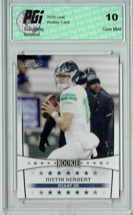 Justin Herbert 2020 Leaf #ST-03 Rookie Card PGI 10