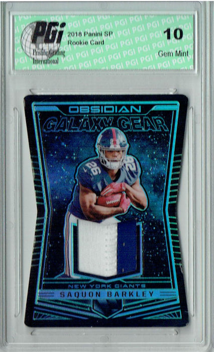 Saquon Barkley 2018 Obsidian #GG-25 2 color patch #5/25 Rookie Card PGI 10