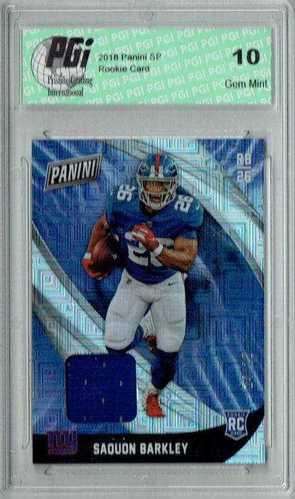 Saquon Barkley 2018 Panini #SB Squares Jersey Swatch #24/25 Rookie Card PGI 10