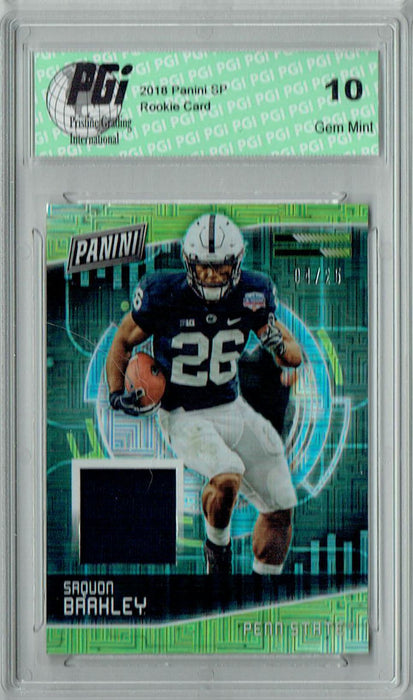 Saquon Barkley 2018 Panini #SB Jersey Piece #4/25 Made Rookie Card PGI 10